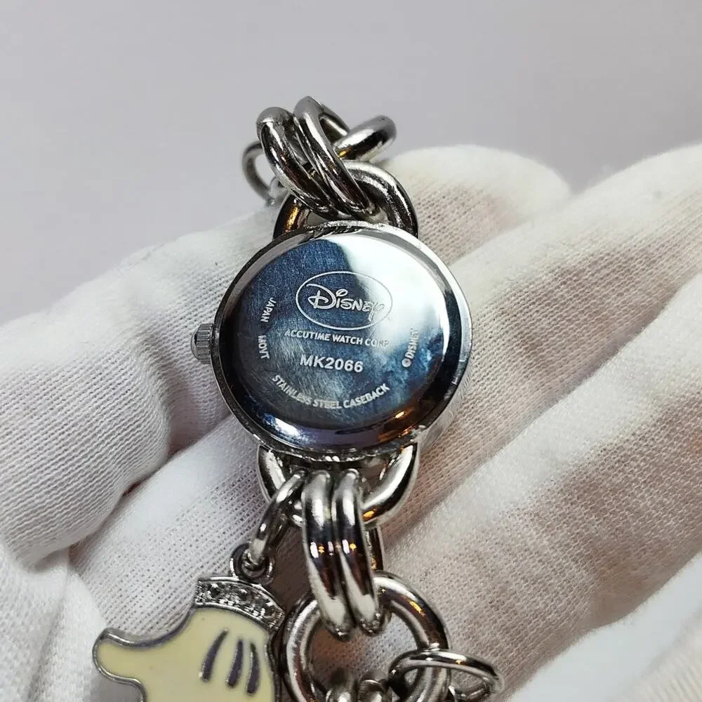 Disney Mickey Mouse Charm Bracelet Watch Silver Glove Dangle